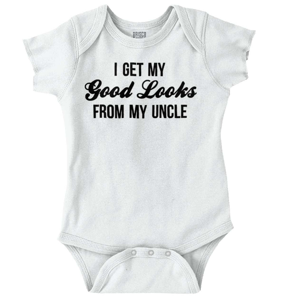 Good Looks From Uncle Romper Bodysuit-Direct To Garment Print-Brisco Baby