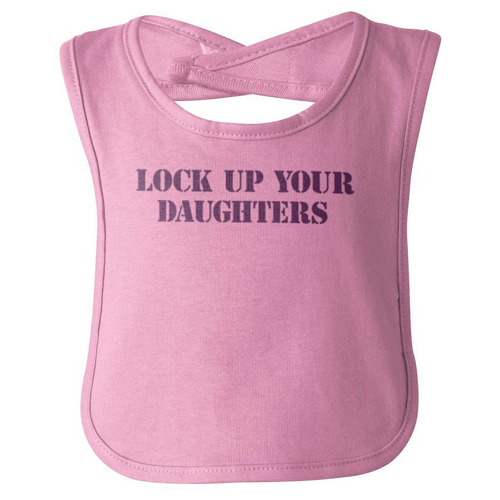 Lock Up Daughters Infant Baby Bib-Direct To Garment Print-Brisco Baby
