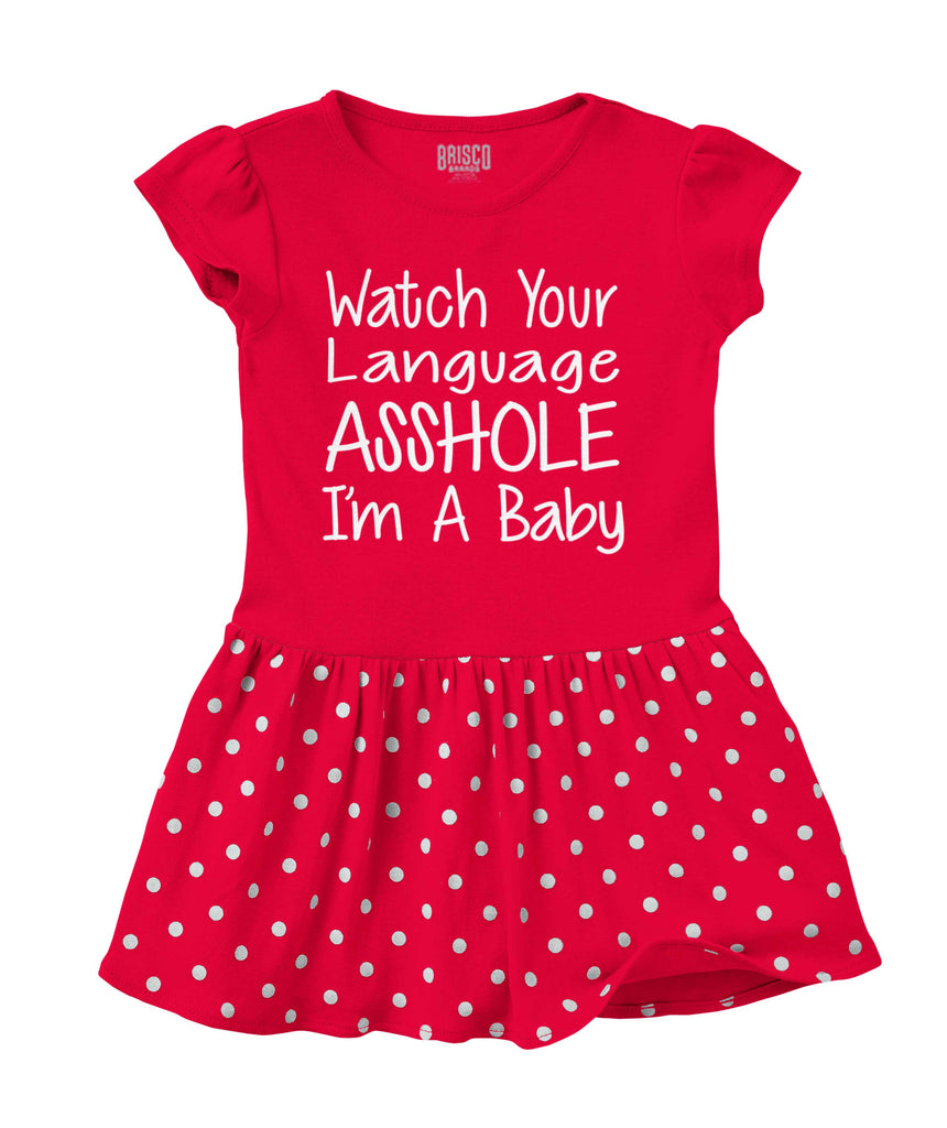 Watch The Language Baby Polka Dot Skirt Dress-Direct To Garment Print-Brisco Baby