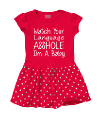 Watch The Language Baby Polka Dot Skirt Dress-Direct To Garment Print-Brisco Baby