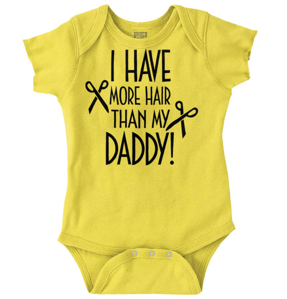 More Hair Than Daddy Romper Bodysuit-Direct To Garment Print-Brisco Baby