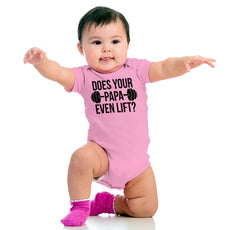 Does Your Papa Lift? Romper Bodysuit-Direct To Garment Print-Brisco Baby