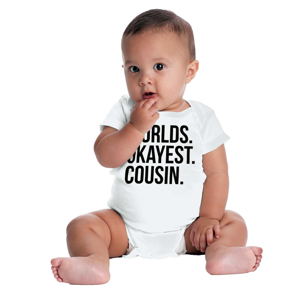 Worlds Okayest Cousin Romper Bodysuit-Direct To Garment Print-Brisco Baby