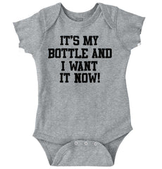 I Want It Now Romper Bodysuit-Direct To Garment Print-Brisco Baby
