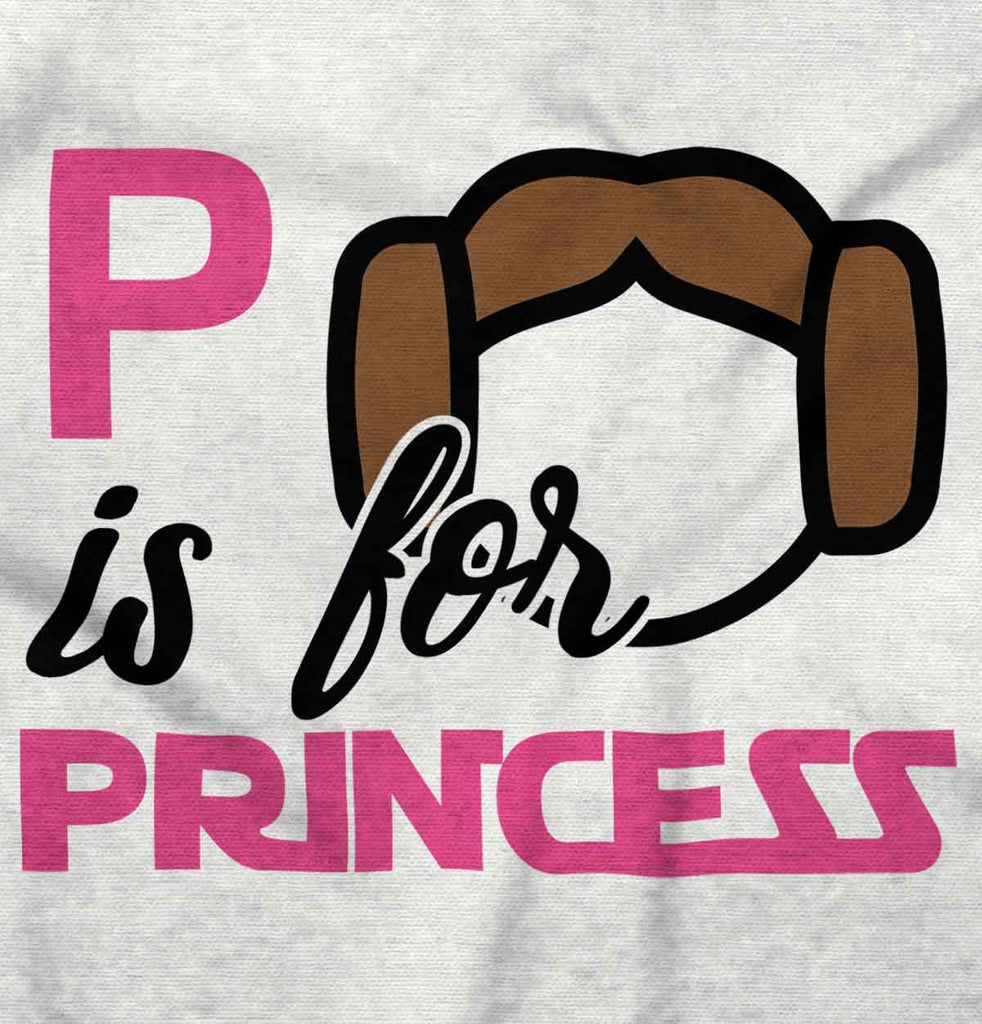 P Is For Princess Leia Infant Baby Bib-Direct To Garment Print-Brisco Baby