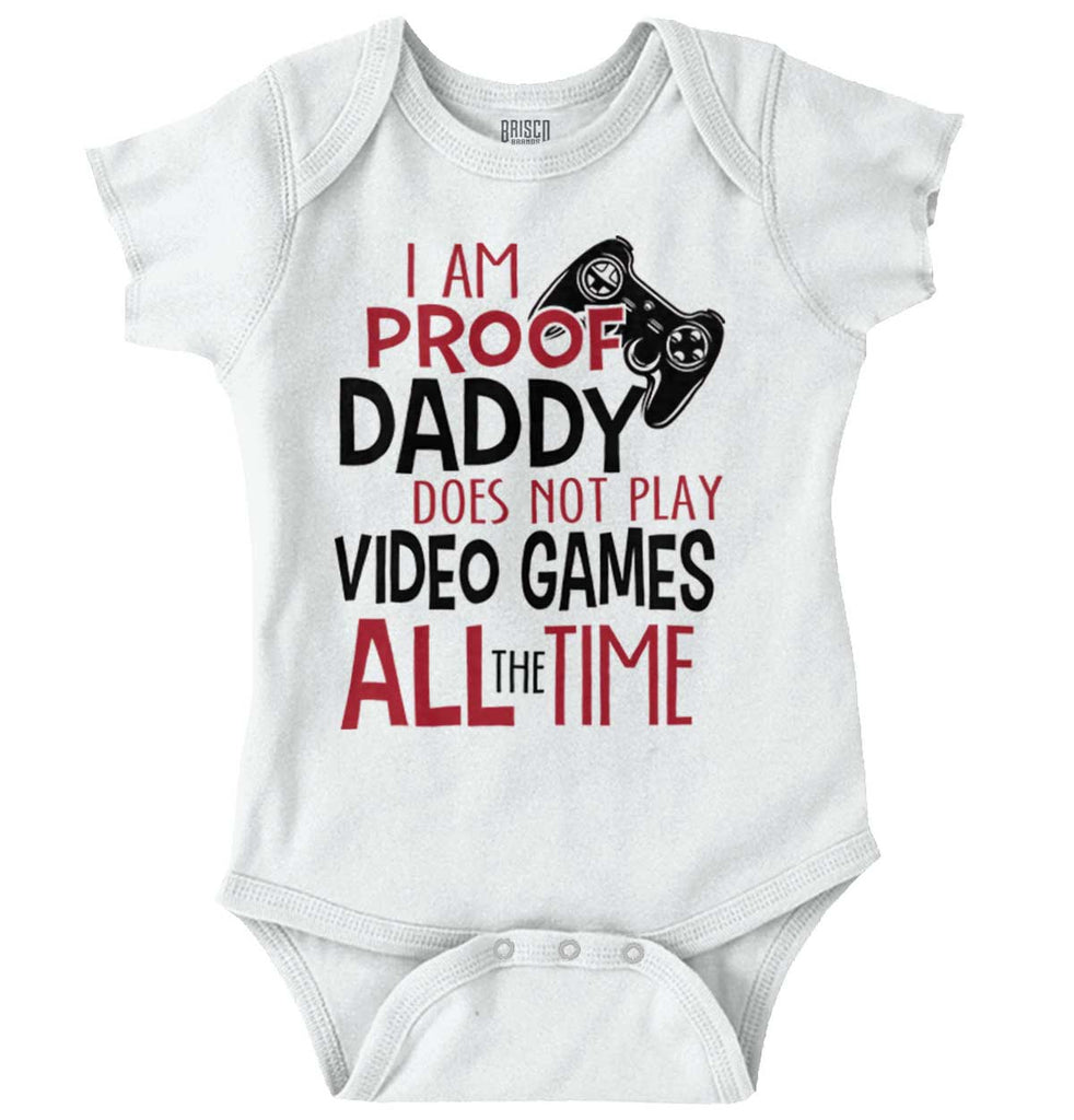 Daddy Plays Video Games Romper Bodysuit-Direct To Garment Print-Brisco Baby