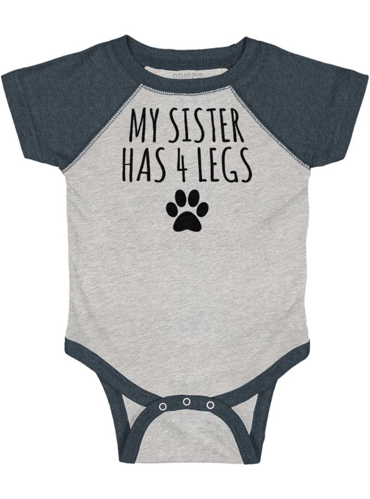 Sister has 4 legs Raglan Romper Bodysuit-Direct To Garment Print-Brisco Baby
