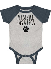 Sister has 4 legs Raglan Romper Bodysuit-Direct To Garment Print-Brisco Baby