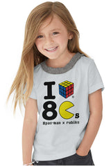 I Love The 80s Toddler Ruffled Trim T-Shirt-Direct To Garment Print-Brisco Baby