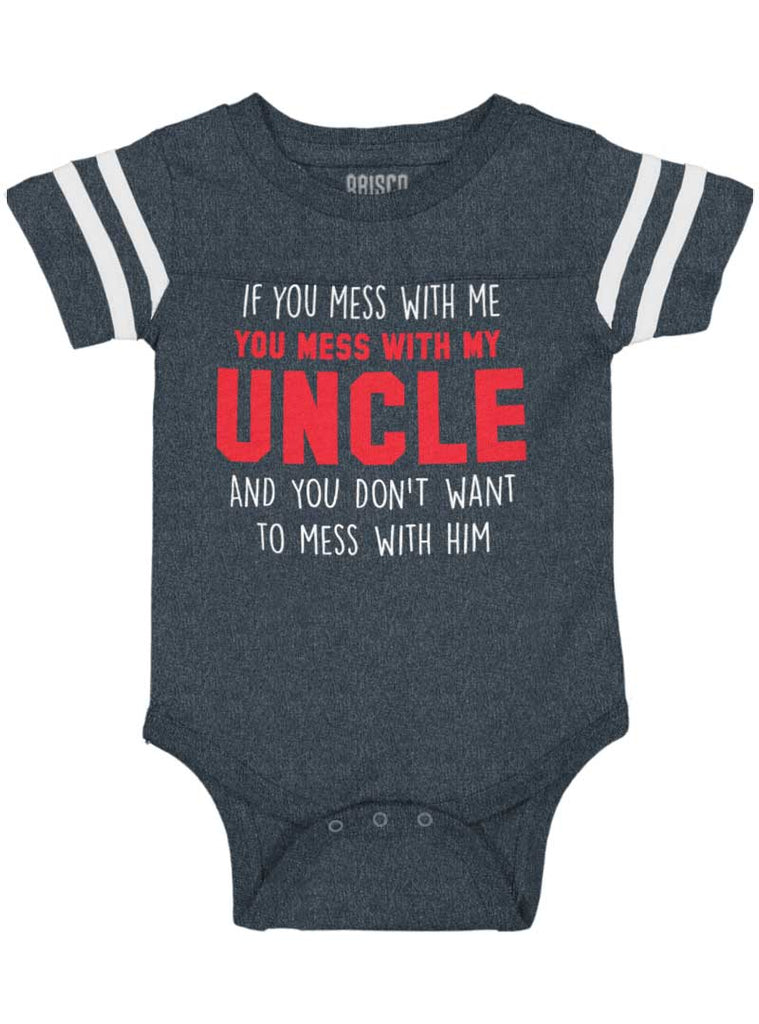 Mess With My Uncle Football Romper Bodysuit-Direct To Garment Print-Brisco Baby
