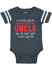 Mess With My Uncle Football Romper Bodysuit-Direct To Garment Print-Brisco Baby
