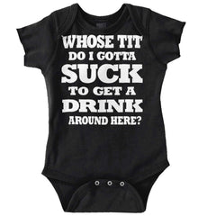 Get A Drink Romper Bodysuit-Direct To Garment Print-Brisco Baby