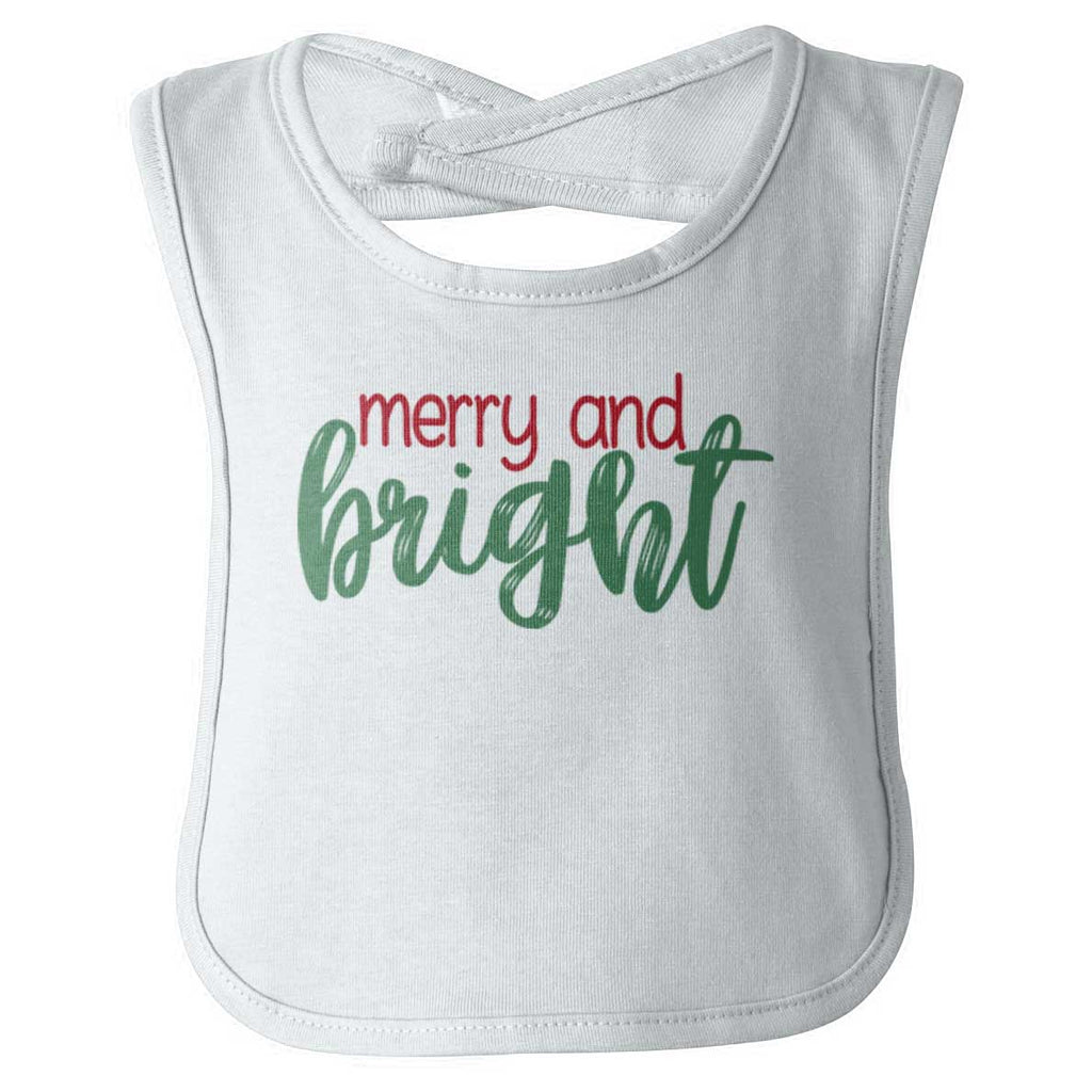 Merry And Bright Infant Baby Bib-Direct To Garment Print-Brisco Baby