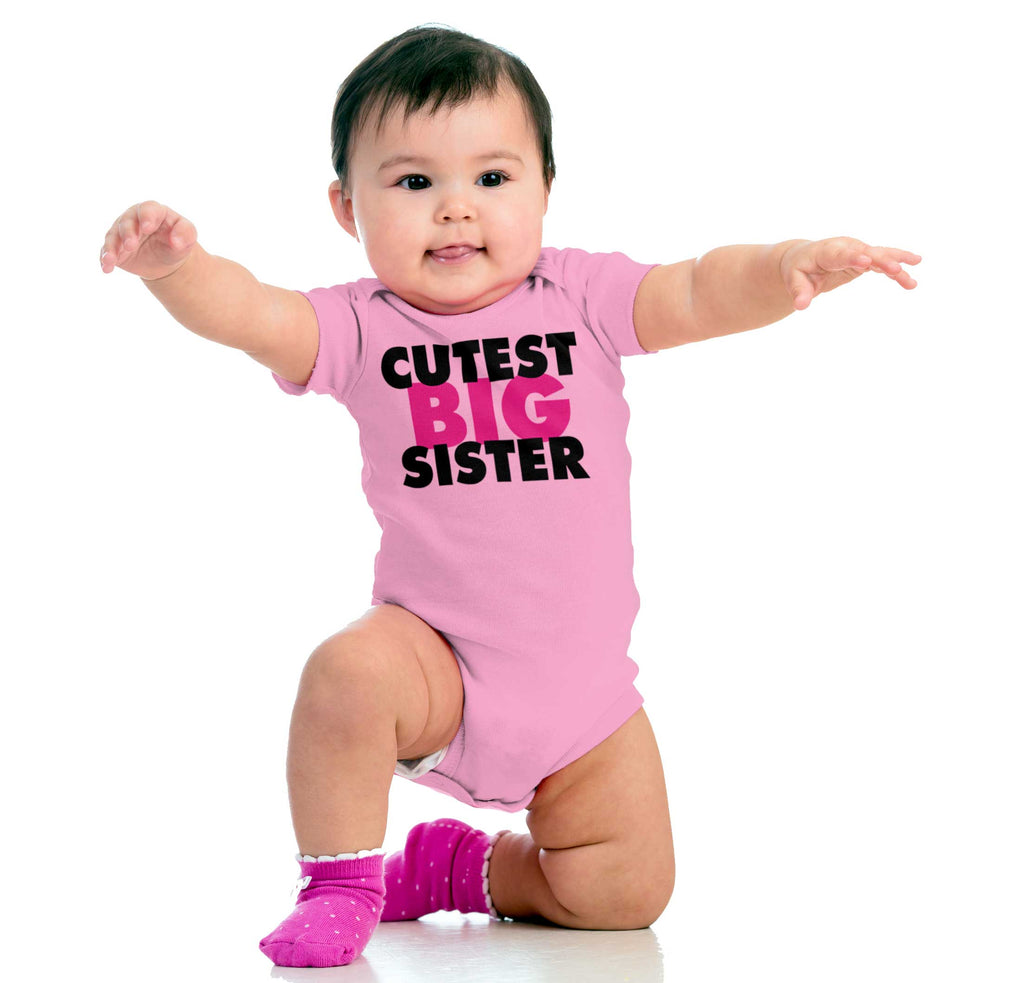Cutest Big Sister Romper Bodysuit-Direct To Garment Print-Brisco Baby