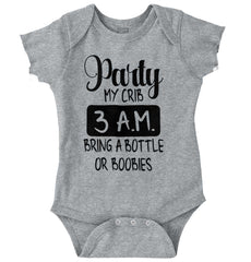 Party At My Crib Romper Bodysuit-Direct To Garment Print-Brisco Baby