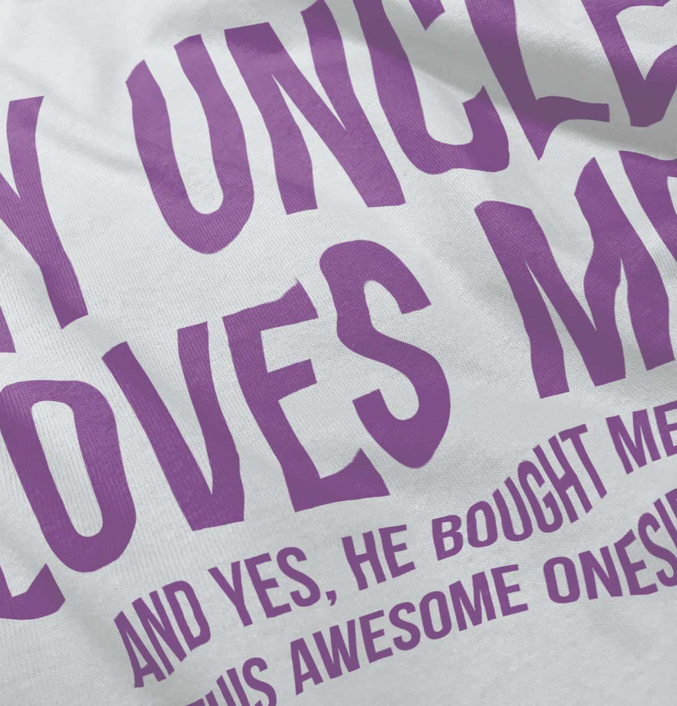 Uncle Loves Me Bough Baby Ruffled Trim Romper-Direct To Garment Print-Brisco Baby