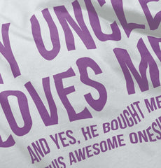 Uncle Loves Me Bough Baby Ruffled Trim Romper-Direct To Garment Print-Brisco Baby