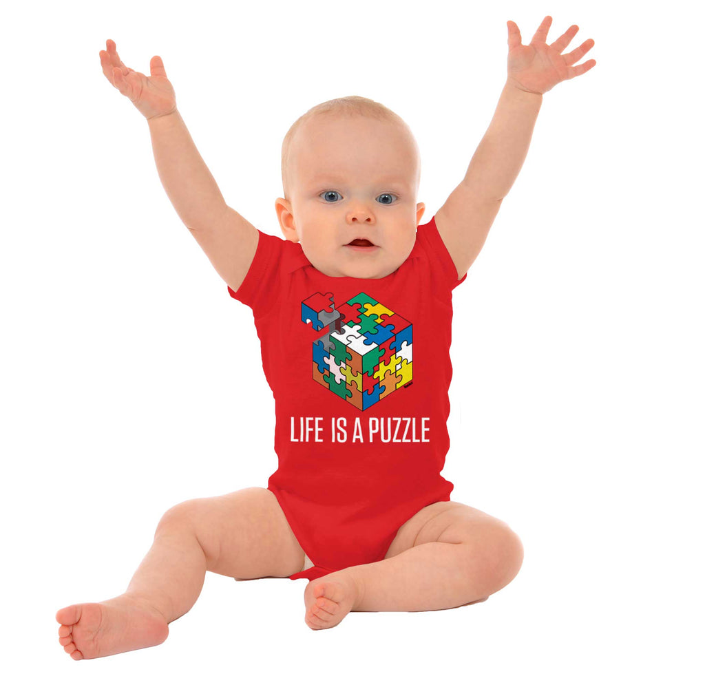 Life Is A Puzzle Romper Bodysuit-Direct To Garment Print-Brisco Baby