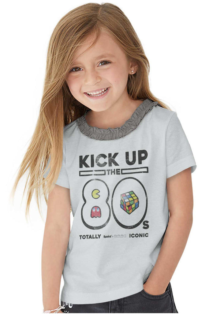 Kick Up The 80s Toddler Ruffled Trim T-Shirt-Direct To Garment Print-Brisco Baby
