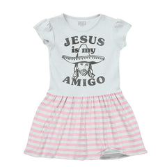 Amigo Jesus Baby Striped Skirt Dress-Direct To Garment Print-Brisco Baby