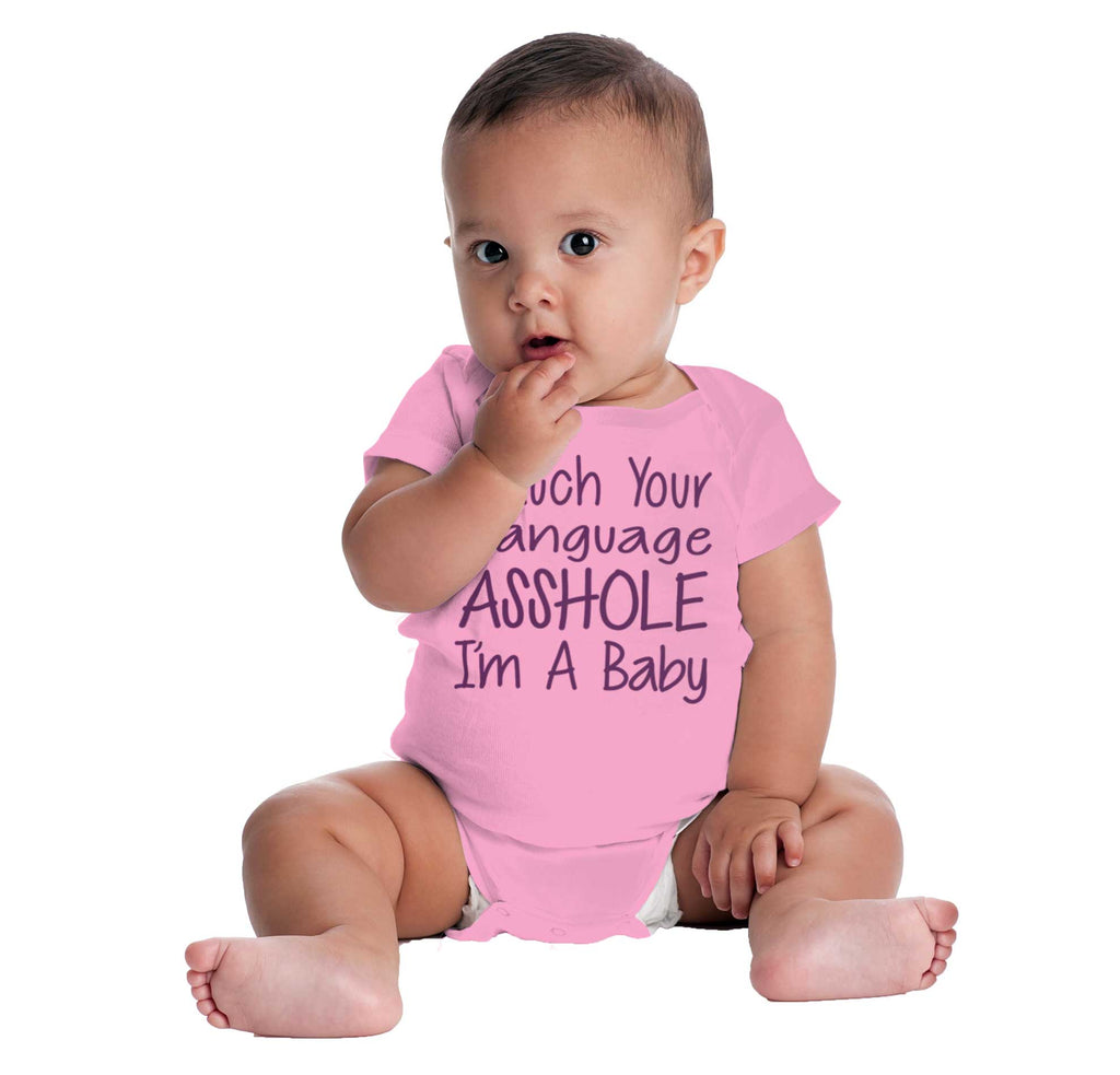 Watch The Language Romper Bodysuit-Direct To Garment Print-Brisco Baby