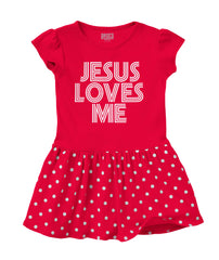 Christ Loves Me Baby Polka Dot Skirt Dress-Direct To Garment Print-Brisco Baby