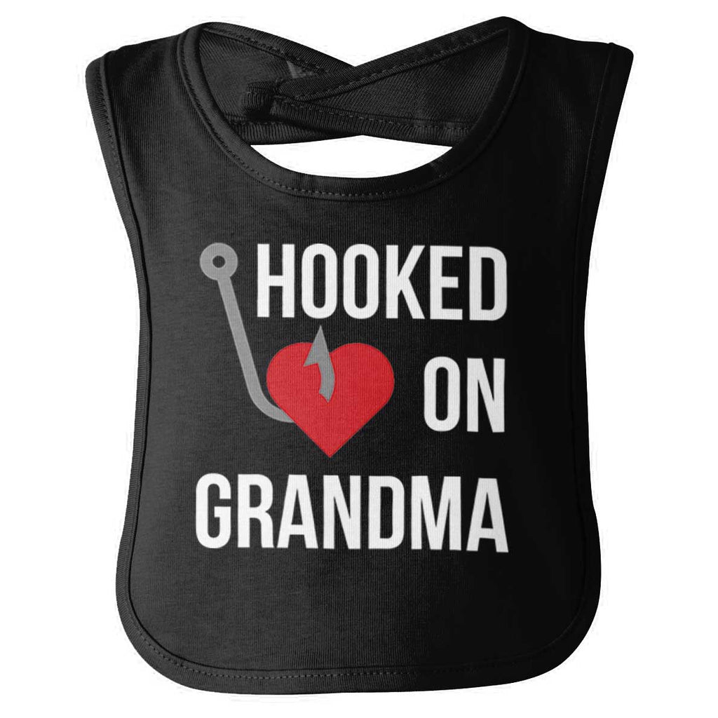 Hooked On Grandma Infant Baby Bib-Direct To Garment Print-Brisco Baby