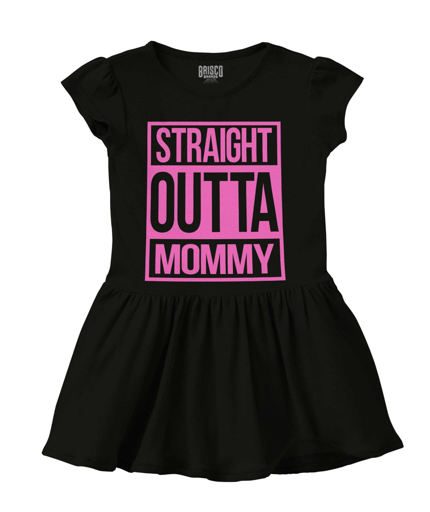 Straight Outta Mommy Solid Baby Infant Dress-Direct To Garment Print-Brisco Baby