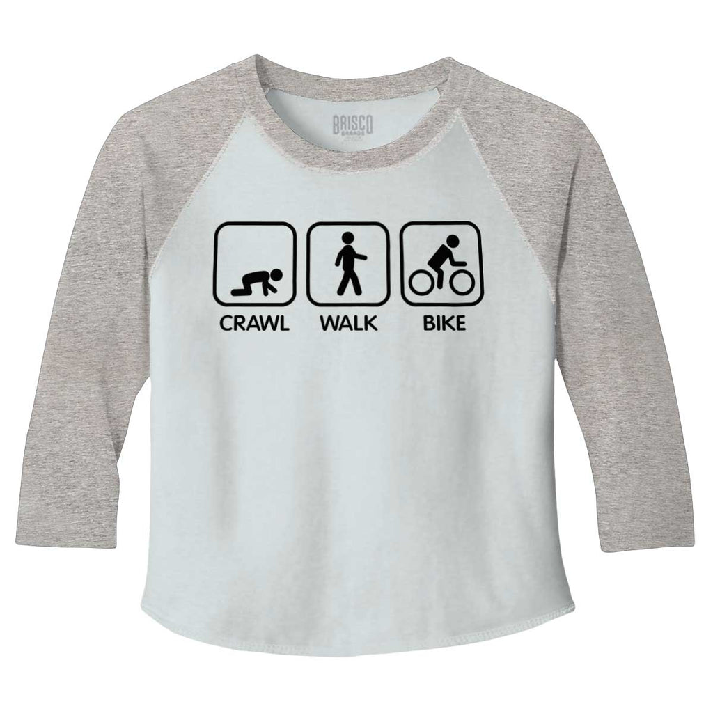 Crawl Walk Bike Toddler Baseball-Direct To Garment Print-Brisco Baby