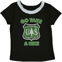Go Take A Hike Toddler Ruffled Trim T-Shirt-Direct To Garment Print-Brisco Baby
