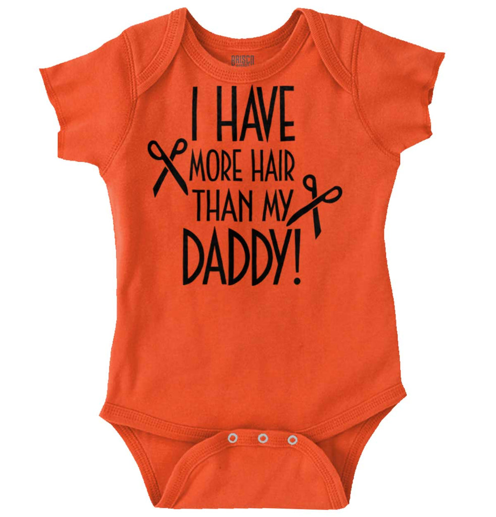 More Hair Than Daddy Romper Bodysuit-Direct To Garment Print-Brisco Baby