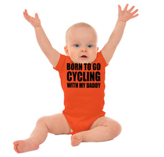 Cycling With Daddy Romper Bodysuit-Direct To Garment Print-Brisco Baby