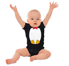 Baby Penguin Tuxedo Romper Bodysuit-Direct To Garment Print-Brisco Baby
