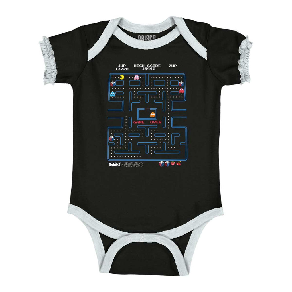 Game Screen Baby Ruffled Trim Romper-Direct To Garment Print-Brisco Baby