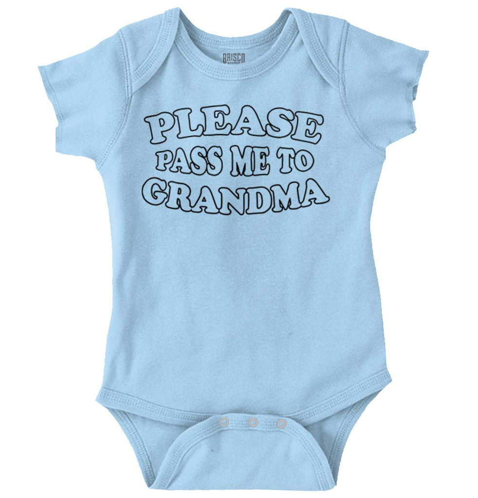 Please Pass Me To Grandma Romper Bodysuit-Direct To Garment Print-Brisco Baby