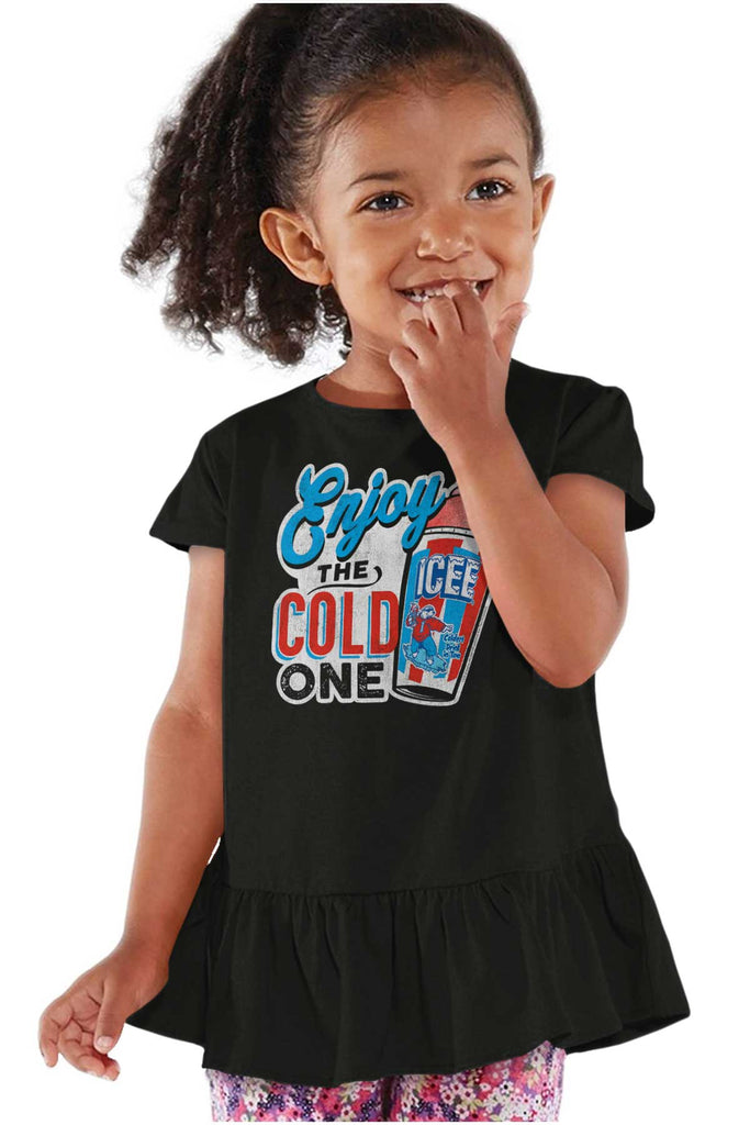 Enjoy The Cold One Toddler Ruffle Bottom Tee-Direct To Garment Print-Brisco Baby