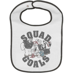 Squad Goals Trimmed White Snap Bib-Direct To Garment Print-Brisco Baby