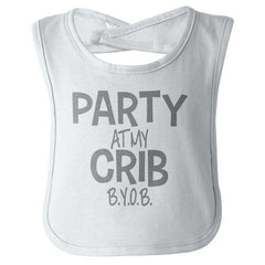 Party At My Crib Infant Baby Bib-Direct To Garment Print-Brisco Baby