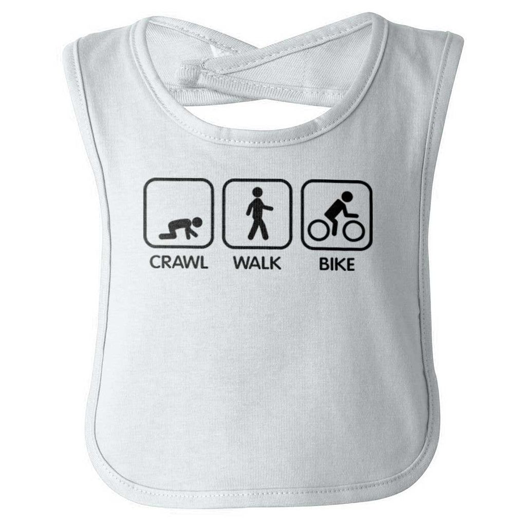 Crawl Walk Bike Infant Baby Bib-Direct To Garment Print-Brisco Baby