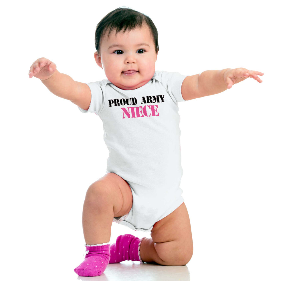 Proud Army Niece Romper Bodysuit-Direct To Garment Print-Brisco Baby