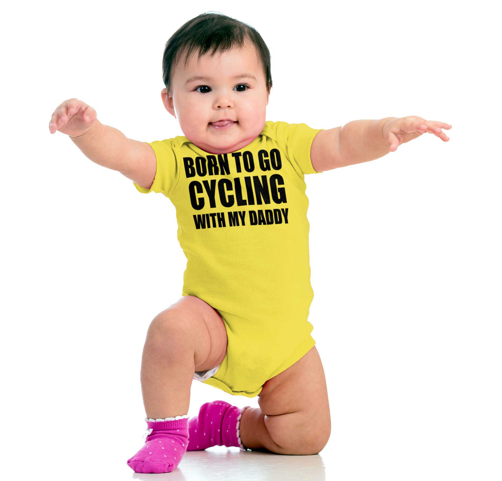Cycling With Daddy Romper Bodysuit-Direct To Garment Print-Brisco Baby
