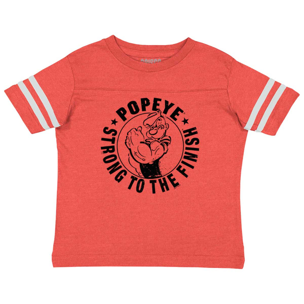 Popeye To The Finish Toddler Football Jersey Tee-Direct To Garment Print-Brisco Baby
