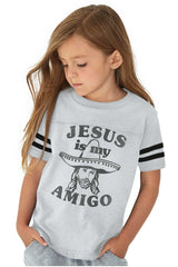 Amigo Jesus Toddler Football Jersey Tee-Direct To Garment Print-Brisco Baby