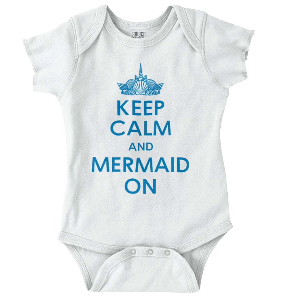 Keep Calm Mermaid On Romper Bodysuit-Direct To Garment Print-Brisco Baby