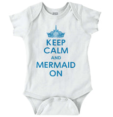 Keep Calm Mermaid On Romper Bodysuit-Direct To Garment Print-Brisco Baby