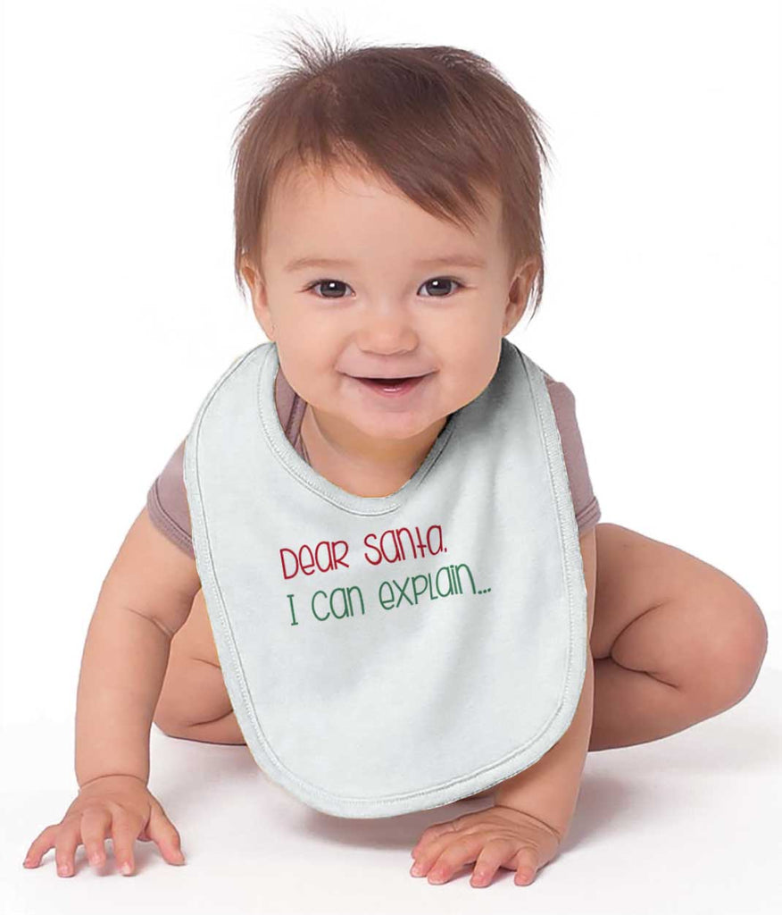 Dear Santa Can Explain Infant Baby Bib-Direct To Garment Print-Brisco Baby