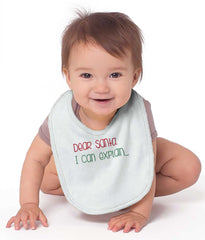Dear Santa Can Explain Infant Baby Bib-Direct To Garment Print-Brisco Baby