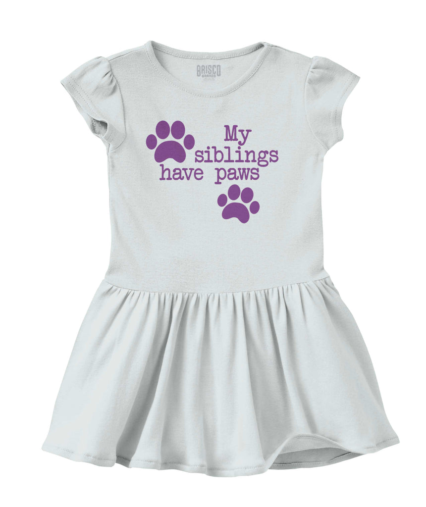 Siblings have paws Solid Baby Infant Dress-Direct To Garment Print-Brisco Baby
