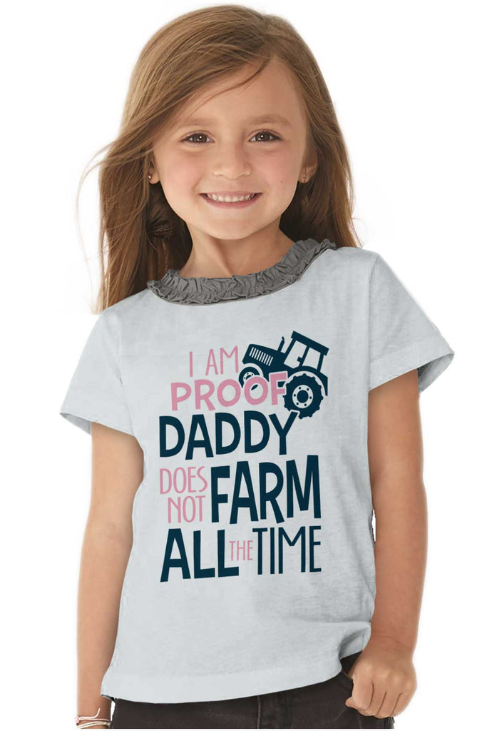 Farm All The Time Toddler Ruffled Trim T-Shirt-Direct To Garment Print-Brisco Baby