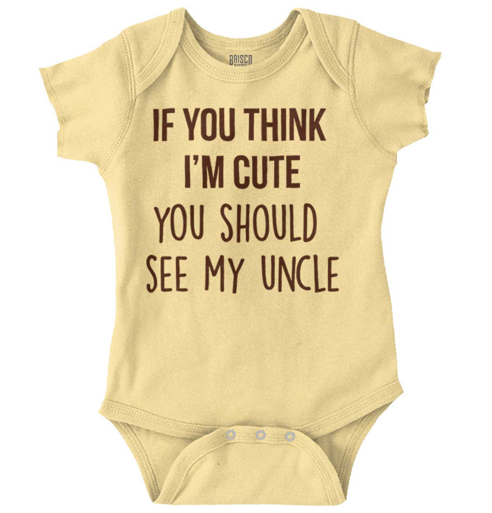 Think I'm Cute See My Uncle Romper Bodysuit-Direct To Garment Print-Brisco Baby